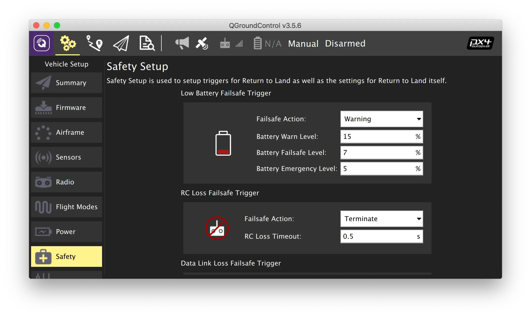 QGroundControl failsafe