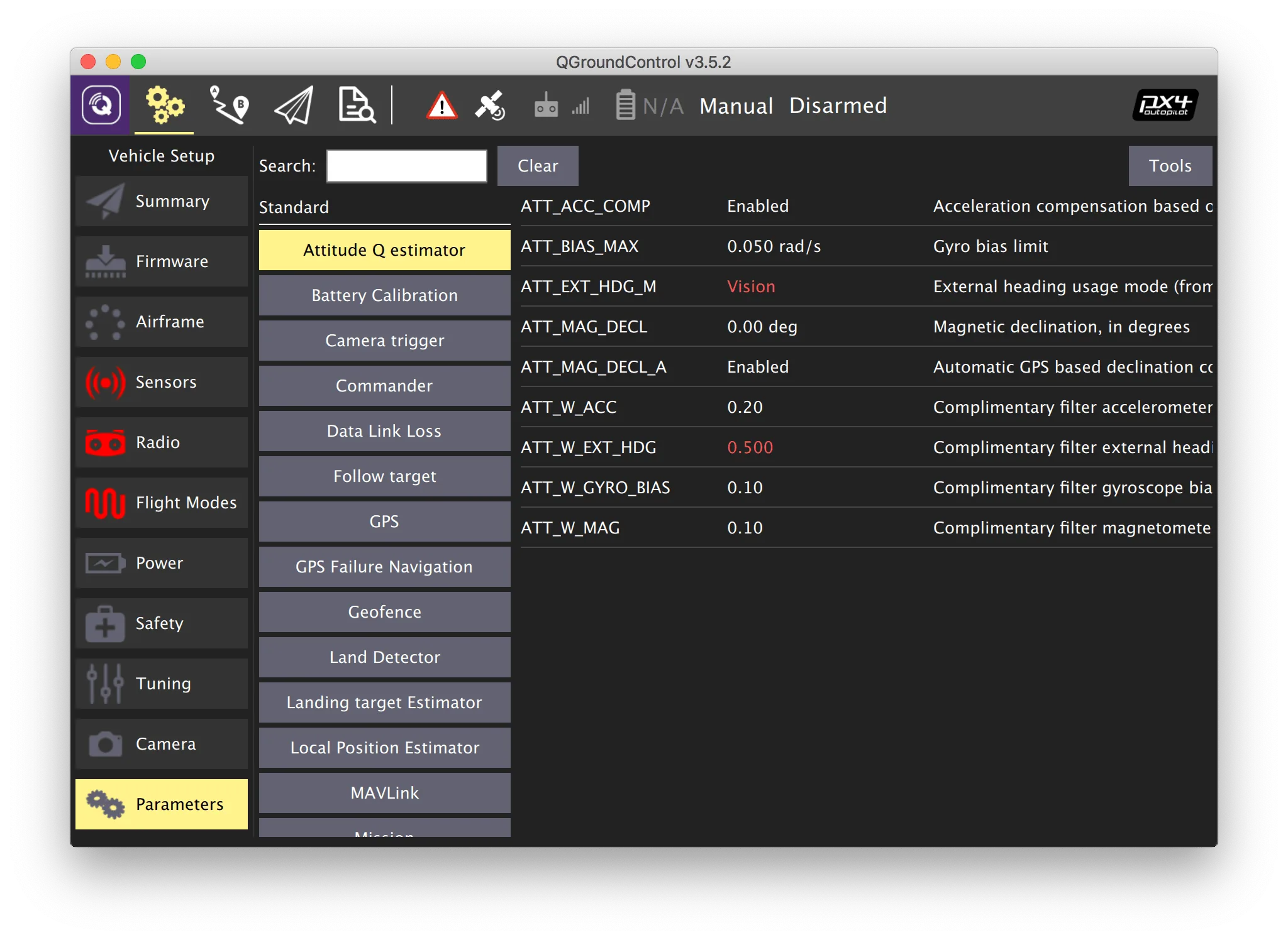 QGroundControl parameters