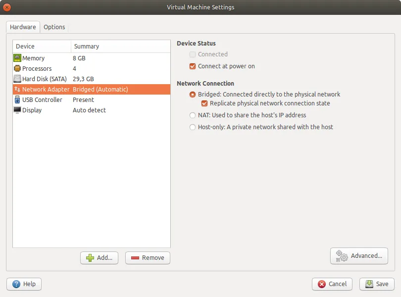 Enabling bridge networking